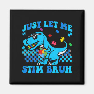Just Let Me Stim Bro Autism Awareness Dinosaur Aut Magnet