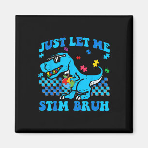 Just Let Me Stim Bro Autism Awareness Dinosaur Aut Magnet