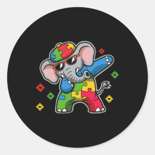 Just Let Me Stim Bro Autism Awareness Elephant Gif Classic Round Sticker