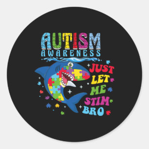 Just Let Me Stim Bro Retro Autism Awareness Day Sh Classic Round Sticker
