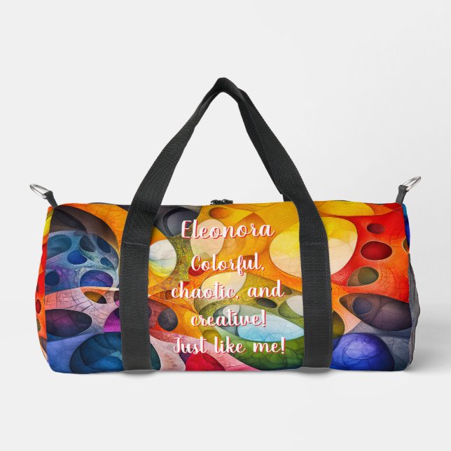  Just Like Me – Fractal Colourful Gym Small Duffle Bag (Front)