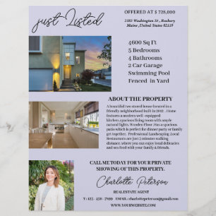Just Listed Real Estate Agent Flyer
