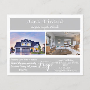 JUST LISTED Real Estate Marketing Postcard Flyer