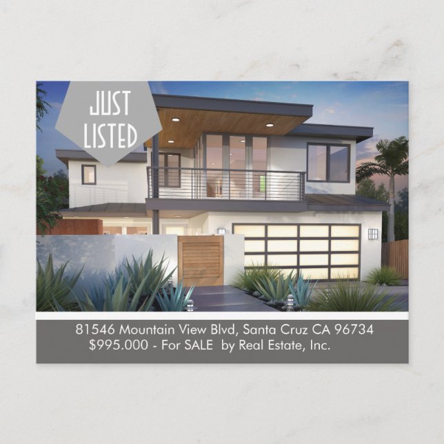 JUST LISTED  Real Estate postcard (Front)