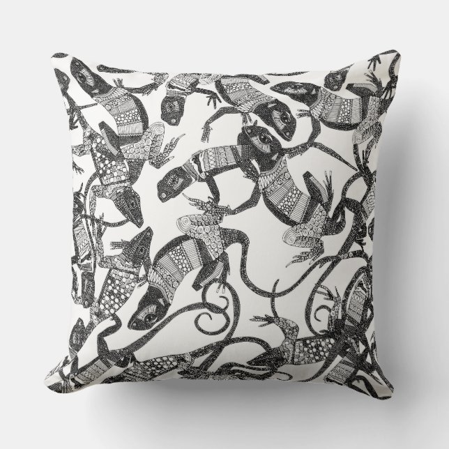 just lizards black white cushion (Front)