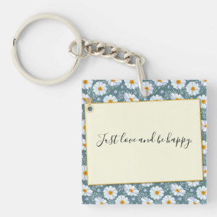 Just love and be happy button key ring