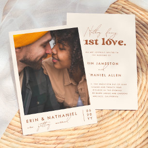 Just Love Cream & Terracotta Retro Wedding Invitation