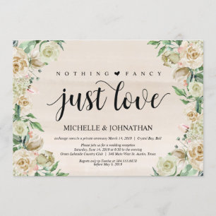 Just love, Elopement Reception Invitation Card