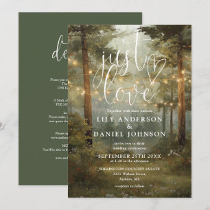 Just Love Forest String Lights All In One Wedding Invitation