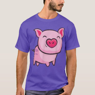 Just Love Pigs Cute Face With Love Pink Heart Art T-Shirt