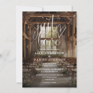 Just Love Rustic Boho Barn String Lights Wedding Invitation