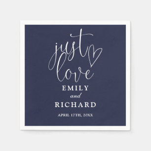 Just Love Script Elegant Navy Blue Wedding Napkin