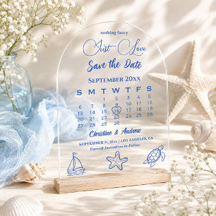 Just Love Sea Life Wedding Calendar Save the Date Acrylic Invitations