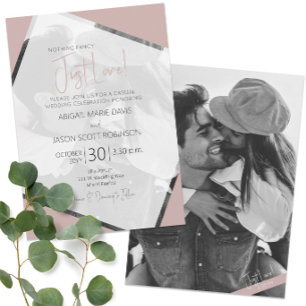 Just Love Taupe Casual Minimalist Wedding Invitation