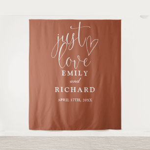 Just Love Terracotta Wedding Photo Backdrop Tapestry