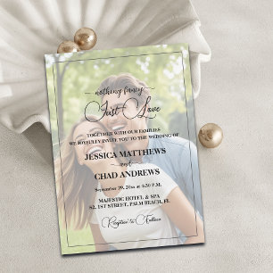 Just Love Text Overlay Photo Wedding Invitation