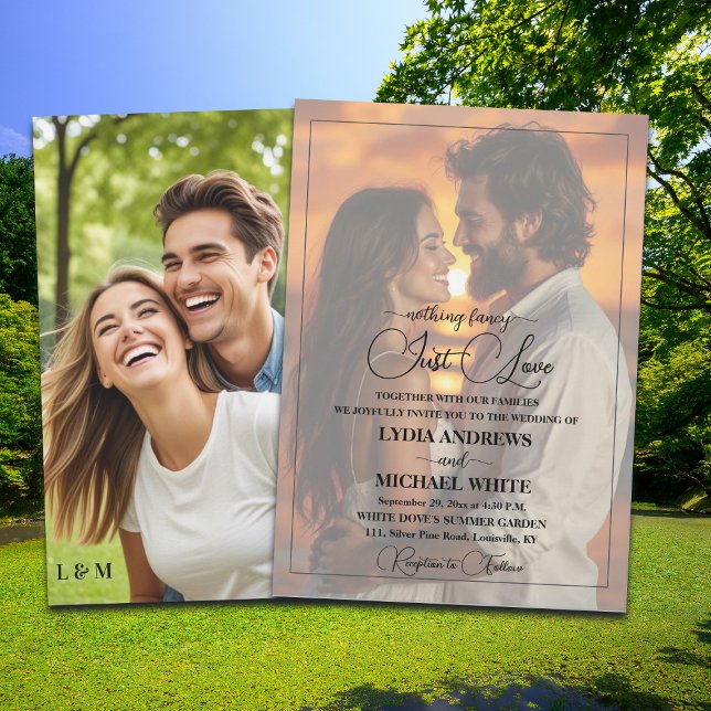 Just Love Text Overlay Photo Wedding  Invitation (Creator Uploaded)