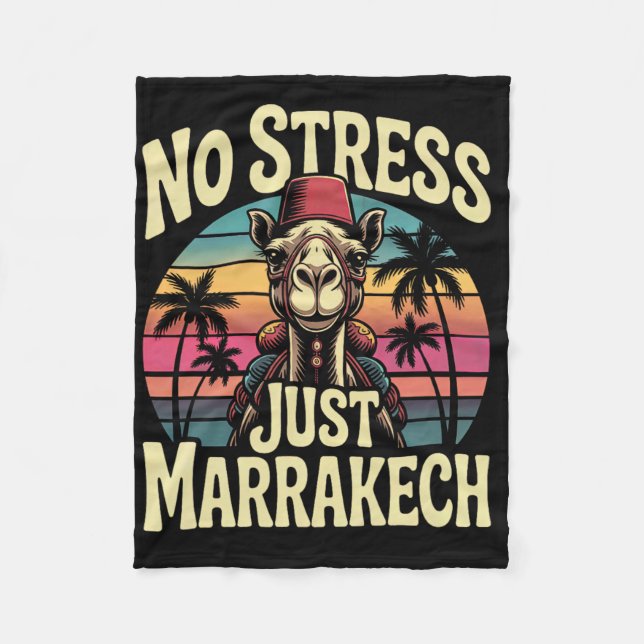 Just Marrakech Camel Sunset Morocco Trip Marrakesh Fleece Blanket (Front)