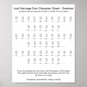 Just Marriage Font Character Sheet Alternates Poster