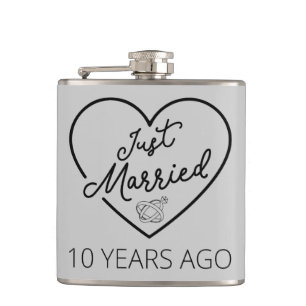 Just Married 10 Years Ago III Hip Flask