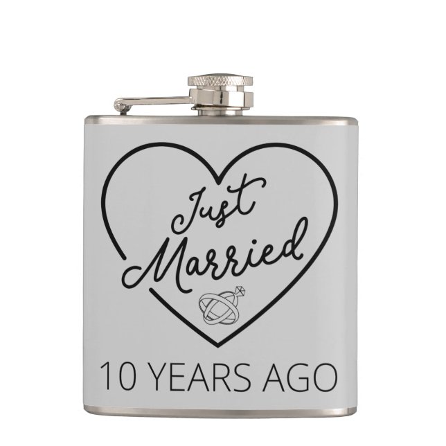 Just Married 10 Years Ago III Hip Flask (Front)