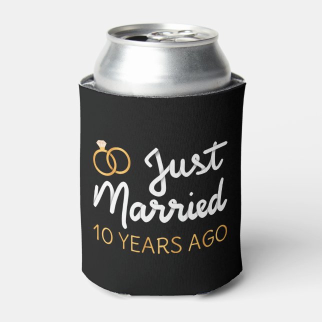 Just Married 10 Years Ago IV Can Cooler (Can Front)