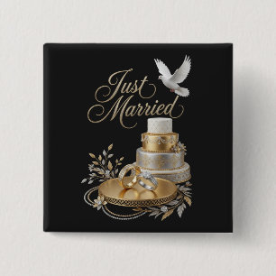 Just Married 15 Cm Square Badge