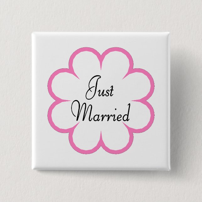 Just Married 15 Cm Square Badge (Front)