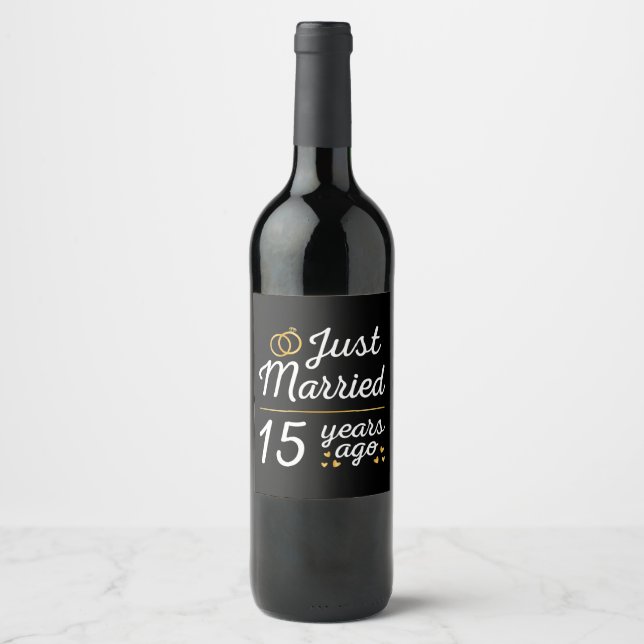 Just Married 15 Years Ago II Wine Label (Front)