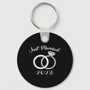 Just Married 2023 Wedding Rings Matching Couple Ne Key Ring