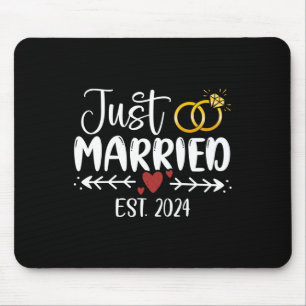 Just Married 2024 Couple Newlywed Bride And Groom Mouse Pad