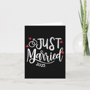 Just Married 2025 - Bride & Groom Wedding Ring Card
