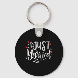 Just Married 2025 - Bride & Groom Wedding Ring Key Ring
