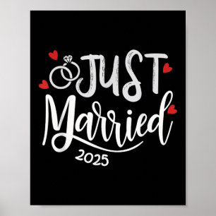 Just Married 2025 - Bride &amp; Groom Wedding Ring Poster
