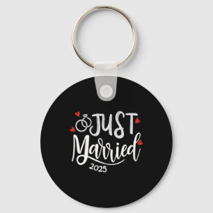 Just Married 2025 - Bride And Groom Wedding Rings Key Ring
