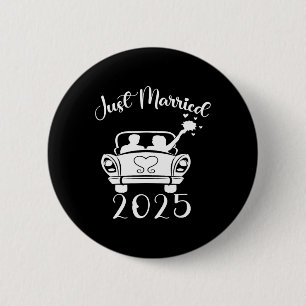 Just Married 2025 Wedding Rings Matching Couple Ne 6 Cm Round Badge