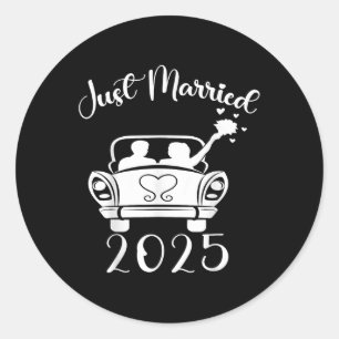 Just Married 2025 Wedding Rings Matching Couple Ne Classic Round Sticker