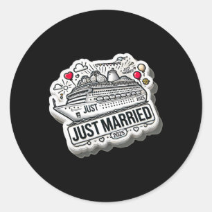 Just Married 2025 Wedding Rings Matching Couple Ne Classic Round Sticker