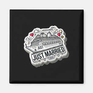 Just Married 2025 Wedding Rings Matching Couple Ne Magnet