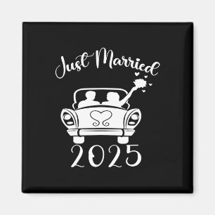 Just Married 2025 Wedding Rings Matching Couple Ne Magnet