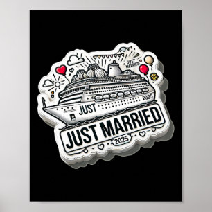 Just Married 2025 Wedding Rings Matching Couple Ne Poster