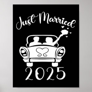 Just Married 2025 Wedding Rings Matching Couple Ne Poster
