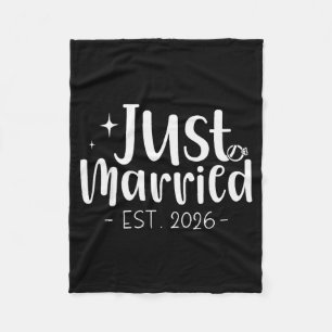 Just Married 2026 Honeymoon Wedding Couples Fiance Fleece Blanket