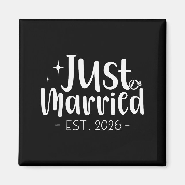 Just Married 2026 Honeymoon Wedding Couples Fiance Magnet (Front)