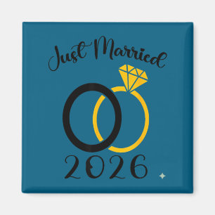 Just married 2026 wedding ring matching honeymoon magnet