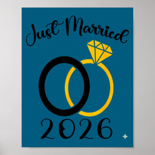 Just married 2026 wedding ring matching honeymoon poster