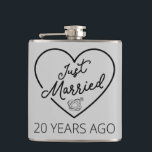 Just Married 20 Years Ago III Hip Flask<br><div class="desc">Cute design, perfect for anyone who's been married for 20 years and to a wedding vow renewal ceremony. It makes a great matching outfit for couples! 'Just Married 20 Years Ago' quote for a couple who got married 20 years ago or a couple renewing wedding vows on their wedding anniversary....</div>