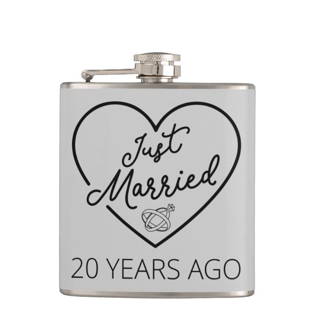 Just Married 20 Years Ago III Hip Flask (Front)