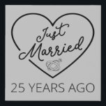 Just Married 25 Years Ago III Faux Canvas Print<br><div class="desc">Cute design, perfect for anyone who's been married for 25 years and to a wedding vow renewal ceremony. It makes a great matching outfit for couples! 'Just Married 25 Years Ago' quote for a couple who got married 25 years ago or a couple renewing wedding vows on their silver anniversary....</div>