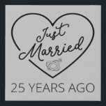 Just Married 25 Years Ago III Faux Canvas Print<br><div class="desc">Cute design, perfect for anyone who's been married for 25 years and to a wedding vow renewal ceremony. It makes a great matching outfit for couples! 'Just Married 25 Years Ago' quote for a couple who got married 25 years ago or a couple renewing wedding vows on their silver anniversary....</div>